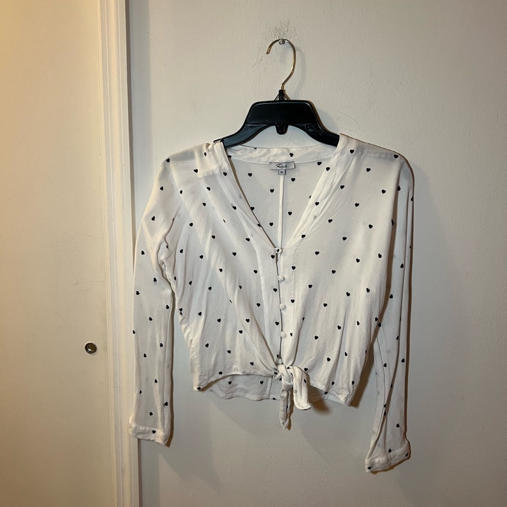 Rails Sloane Button Down, Heart Print, Ties At Wa… - image 3